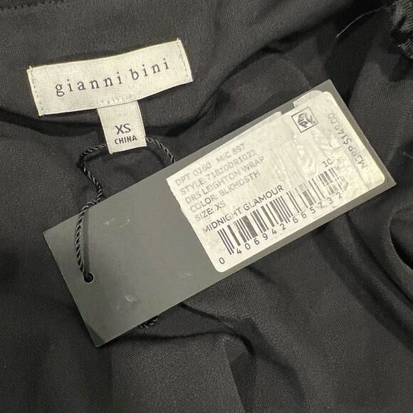 GIANNI BINI Leighton Wrap Dress In Black Houndstooth Size XS - Picture 5 of 8